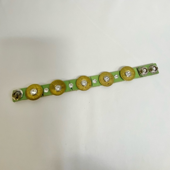 NEW Winchester 12 gauge bullet cuff bracelet Swarovski crystal Leather Handcraft - Picture 2 of 5